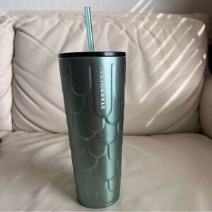 Starbucks Green Shimmer Chrome Mermaid Scales Stainless Steel Tumbler 24oz